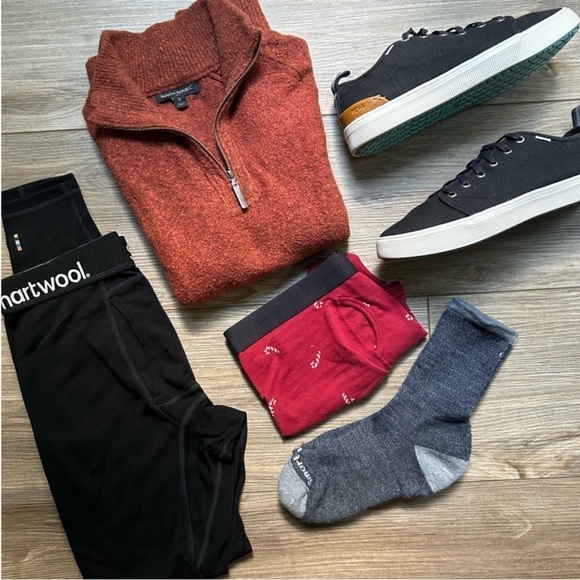 Banana Republic | Quarter-Zip Wool Blend Sweater in Burnt Orange (Small) - Picture 9 of 13